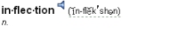 Dictionary entry heading and pronunciation for the word inflection