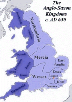 Anglo-Saxon Kingdoms (Heptarchy) c. 650