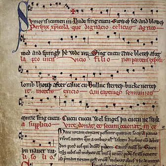 Manuscript of 'Sumer is icumen in', oldest known English song (c. 1260)