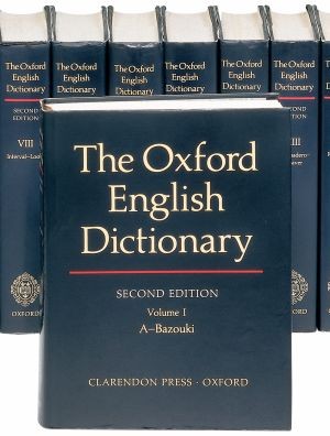 The Second Edition (1989) of the Oxford English Dictionary" runs to 20 volumes